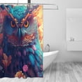 thumbnail image 2 of Honeii Colorful Feather Owl Print Shower Curtain 72x72in,Bathroom Curtain,Waterproof Fabric Shower Curtain Set with Hooks, 2 of 5