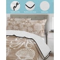 thumbnail image 3 of Full Size Quilt Bedding Set, Brown Coastal Reversible Summer Quilt 3 Pieces, Nautical Coral Starfish Shell Octopus Sea Lightweight Bedspreads Coverlets with 2 Pillow Shams for All Seasons, 3 of 5