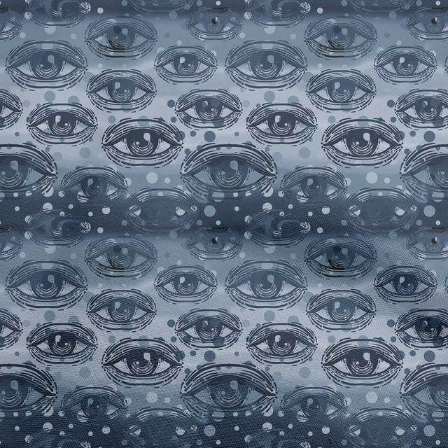 oneOone Georgette Viscose Navy Blue Fabric Conversational Eye Craft Projects Decor Fabric Printed By The Yard 42 Inch Wide