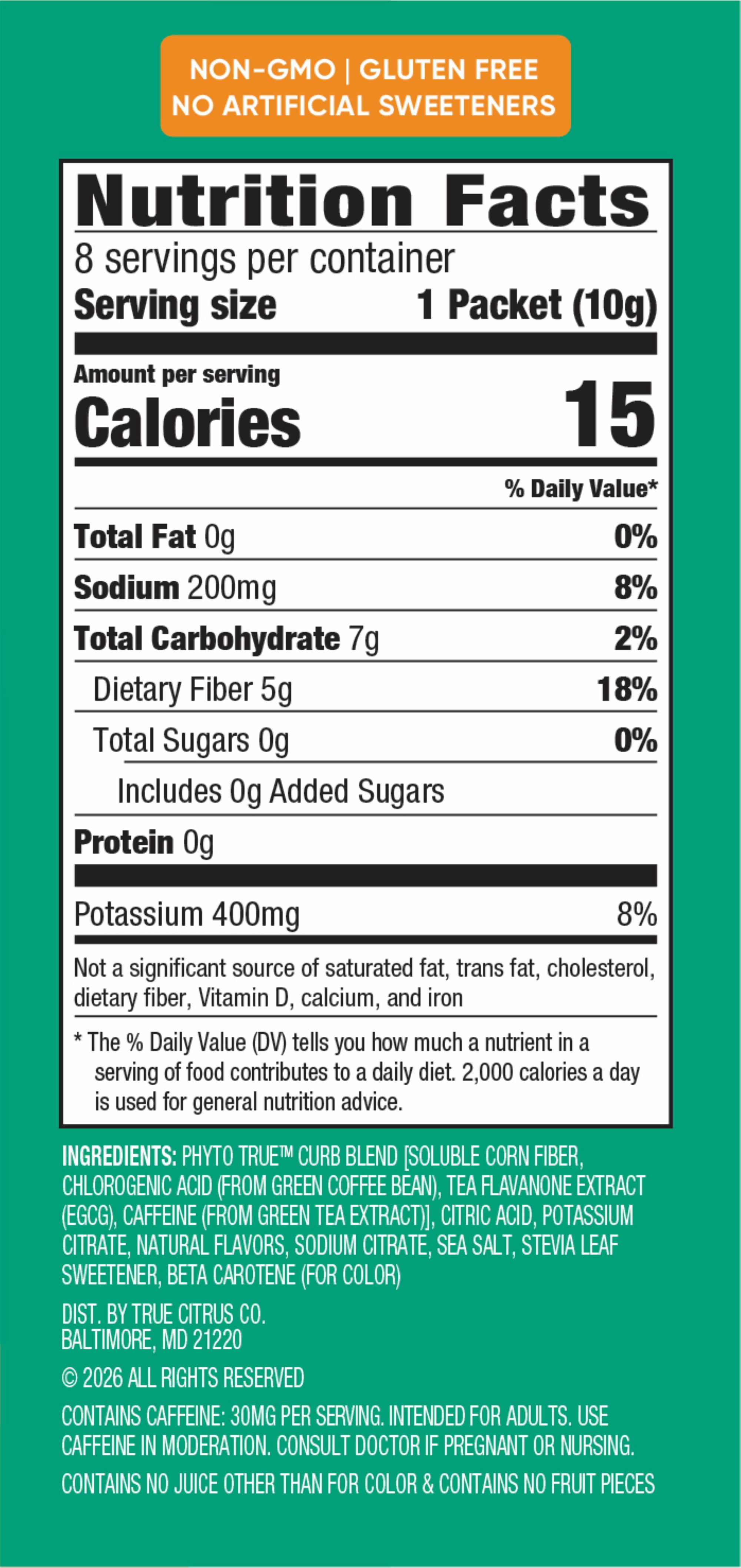 True Lemon Curb Your Cravings Peach Fusion Flavored Powder, 8 Ct. Drink Mix Packets
