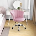 thumbnail image 2 of Costway Velvet Petal Shell Office Chair Adjustable Swivel Accent Vanity Armchair Pink, 2 of 9