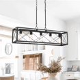 thumbnail image 2 of ACROMA Kiro 5-light Farmhouse Linear Chandelier Faux Wood Dining Lighting - 36'' Matte Black, 2 of 5