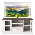 thumbnail image 5 of BELLEZE Rustic 62 Inch Modern TV Stand Fits TVs Up to 70 Inch, Storage Entertainment Center Console with Window Pane Glass Cabinet Doors and Adjustable Shelves - Trussati (White), 5 of 7