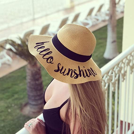 Xizioo Ladies Floppy Hat Straw Hat Wide Brim Sun Hat Breathable