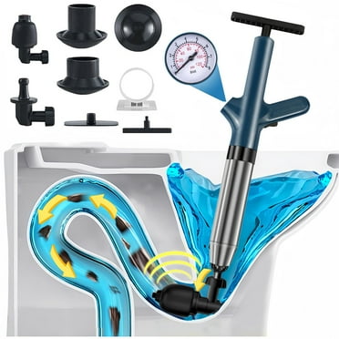 Simperf Air Toilet Plunger Set, Stainless Steel Drain Clog Remover Tool, High Pressure Air Drain Blaster Air Plunger Unclog Toilets, Kitchen Sinks, Shower Drains, and Pipes with Ease