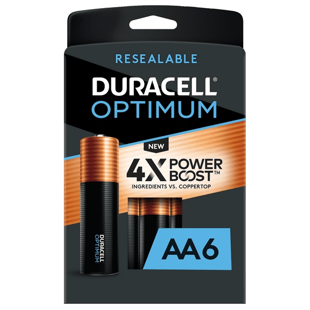 Duracell Optimum AA Battery with 4X POWER BOOST™, 6 Pack Resealable Package