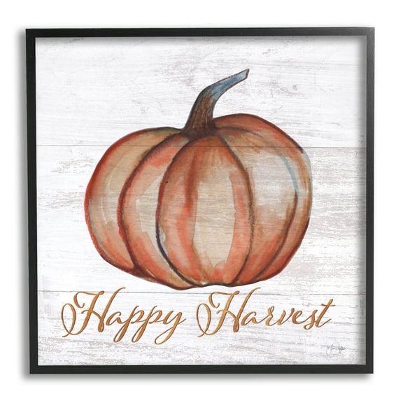 Happy Harvest Pumpkin Country Rustic Holiday Graphic Art Black Framed Art Print Wall Art