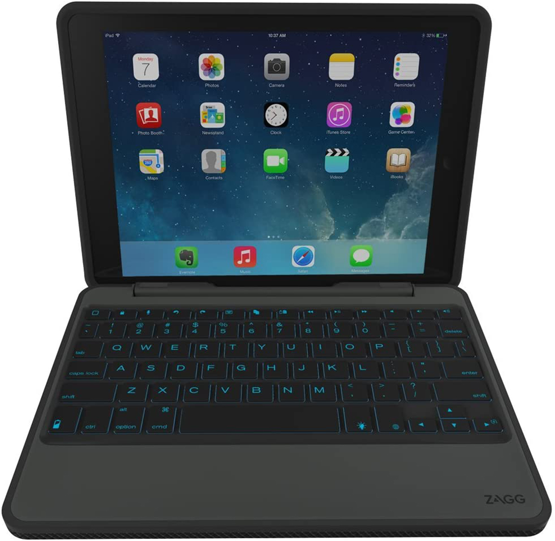 ZAGG Rugged Book Durable Case, Hinged with Detachable Backlit Keyboard