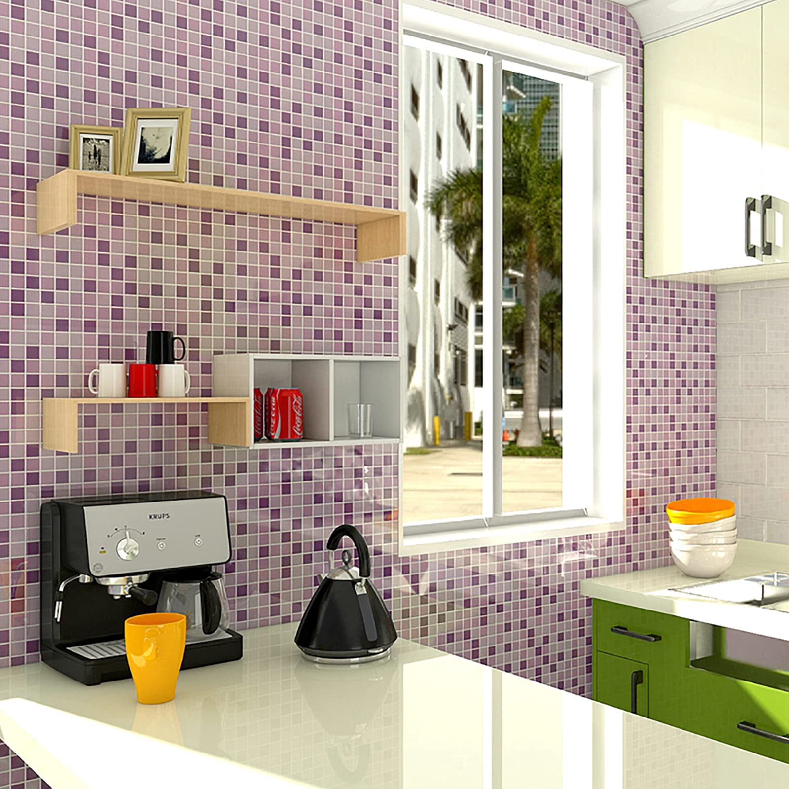 200 Pieces Ceramic Mosaic Tiles – 0.4x0.4", for Crafts, Mosaic Projects, Color Mix, Available in 8 Color Options (Purple, Full Color, Coffee, Red/Orange, Green, Blue, Black/White/Gray, Treasure Blue)