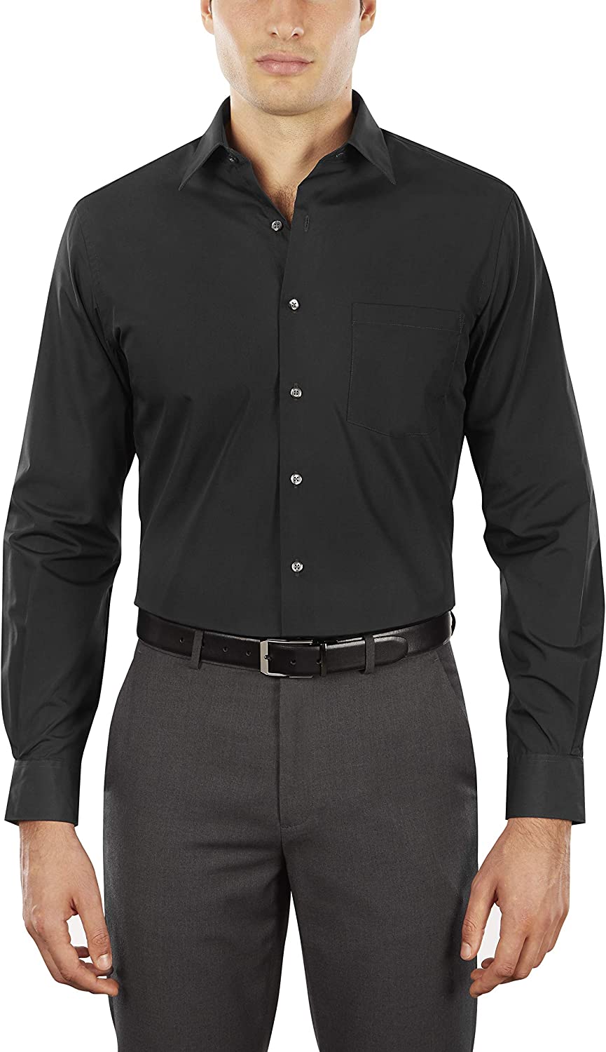 van heusen men's poplin fitted solid point collar dress shirt