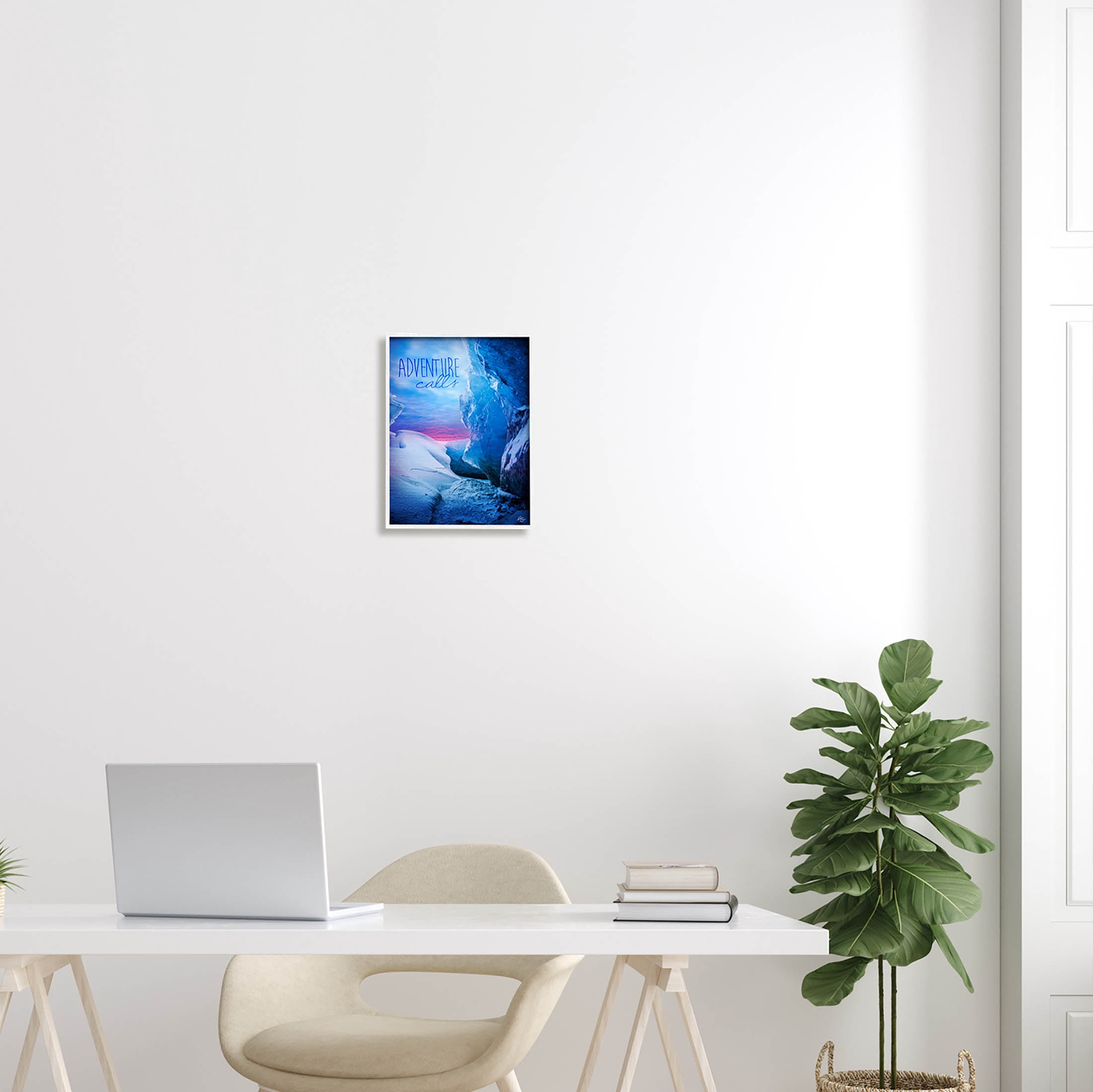 Stupell Industries Adventure Calls Snowy Glacier Graphic Art White Framed Art Print Wall Art, Design by K. Kaufman