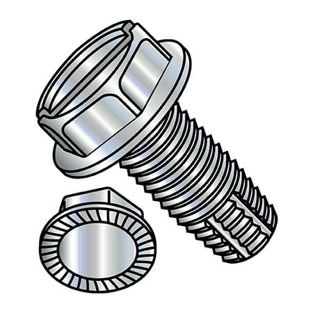 

1/4-20X2 Slotted Indent Hex Washer Serrated Thread Cut Screw Type F Full Thread Zinc (Pack Qty 1 000) BC-1432FSWS