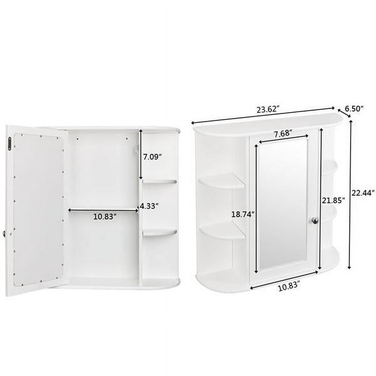 Costway Bathroom Cabinet Single Door Shelves Wall Mount Cabinet W/ Mirror  Organizer : Target