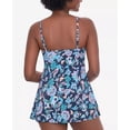 thumbnail image 3 of SWIM SOLUTIONS Women's Blue Floral Stretch Allover Slimming Empire Scoop Neck Full Coverage Fixed Cups Madison Swimdress 8, 3 of 3