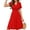 Red, variant on Chiclily Womens Summer Floral Boho Dress Casual Short Sleeve V-Neck Swing Midi Dress, Spots S