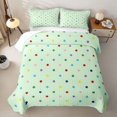 thumbnail image 2 of Manfei Minimalist Stars Print Twin Quilt Set,Sprinkle Print Twin Coverlet Set,Green,Colorful Stars Reversible,2-Piece,1 Bedspread and 1 Pillowcase, 2 of 7