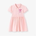 thumbnail image 5 of DJDLJWCJ Toddler Girls School Uniform Dress 1-8 Solid Color Button polo Dress Stretch Soft Summer Casual Sleeveless Dress Pink Size 4T, 5 of 9