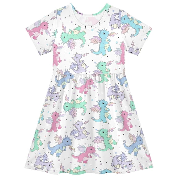 joogoo on Fire Dragon Girls' Short Sleeve Dress Kids Dresses 4T