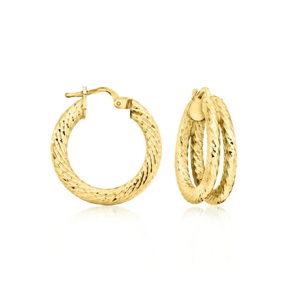 Ross-Simons Italian 18kt Gold Over Sterling 2-Row Hoop Earrings, Women's, Adult