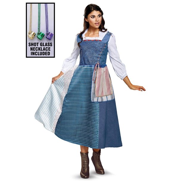 Disney S Beauty And The Beast Live Action Belle Village Dress Deluxe Adult Costume Party Kit Walmart Com Walmart Com