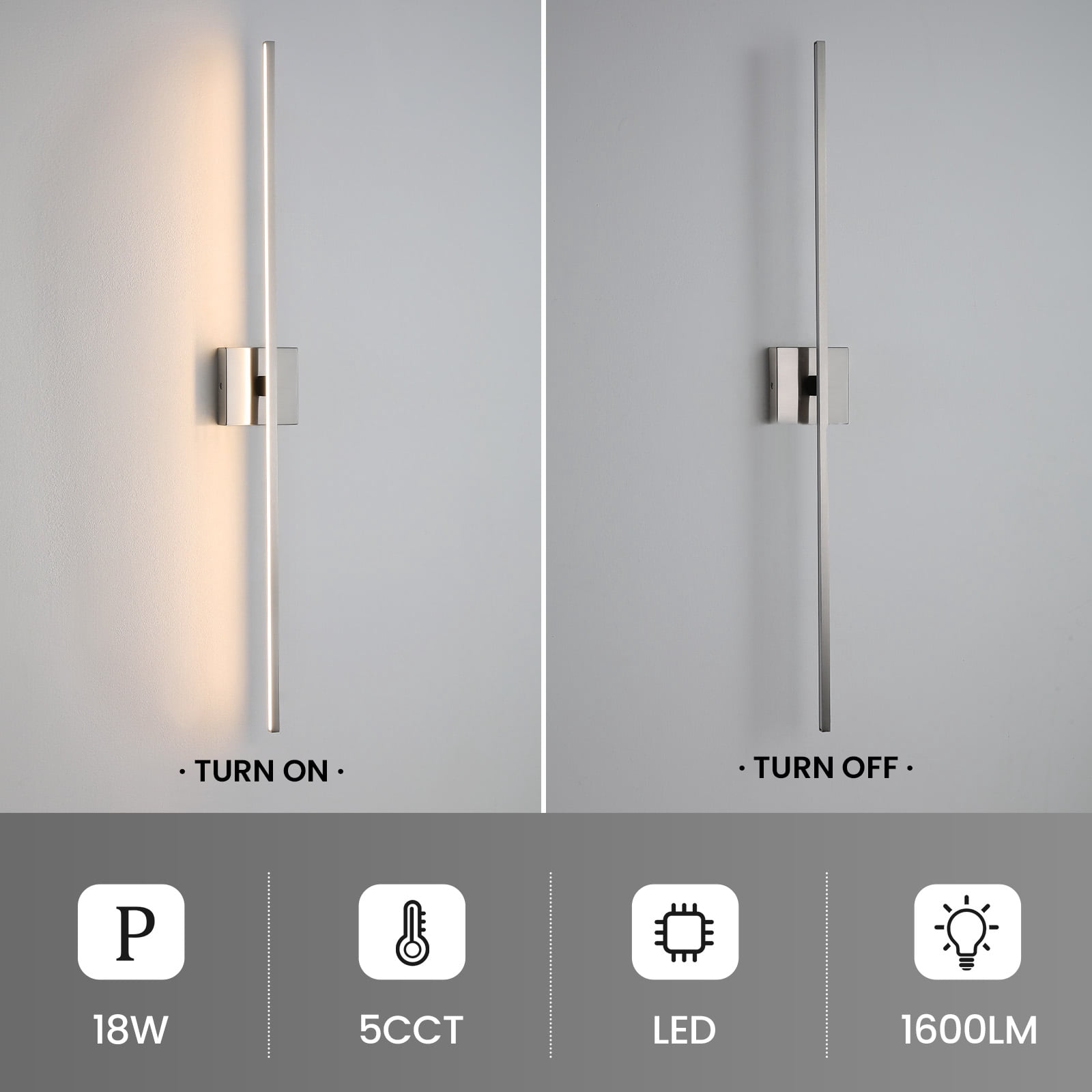 KAISITE Modern Bathroom Vanity Light 39 inch Dimmable Nickel Bathroom Light Fixtures for Bathroom Wall Sconce with 3500K Warm Light Bedroom