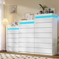 thumbnail image 7 of White 7 Drawer dresser with LED lights,chest of 7 drawers,modern large capacity storage cabinet with deep drawers, dresser for bedroom, living room, 7 of 7