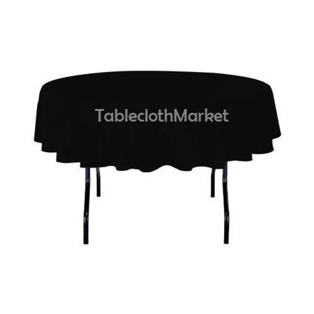 

10 Pack 108 Inch round Polyester Tablecloth 24 COLOR Table Cover Wedding Party (Color: Black)