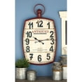 thumbnail image 3 of DecMode 19" x 33" Red Metal Finial Distressed Pocket Watch Inspired Wall Clock, 3 of 15