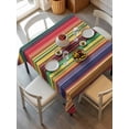 thumbnail image 6 of Mexican Stripes Table Cloth 54x54 Inch Square, Rainbow Colorful Stripe Gradient Waterproof Tablecloth Washable Table Cover for Party Picnic Dinner Decor, 6 of 9