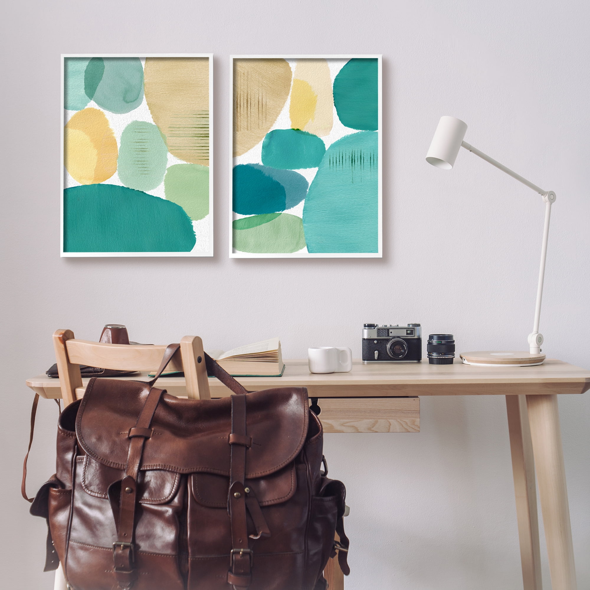 Stupell Industries Abstract Green Geometric Abstract Painting White Framed Art Print Wall Art, 16 x 20