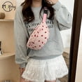 thumbnail image 2 of Riñonera de pana para hombre y mujer, bolso de pecho a la moda con bolsillo de fresas, monedero de viaje deportivo, riñonera a cuadros, 2 of 5