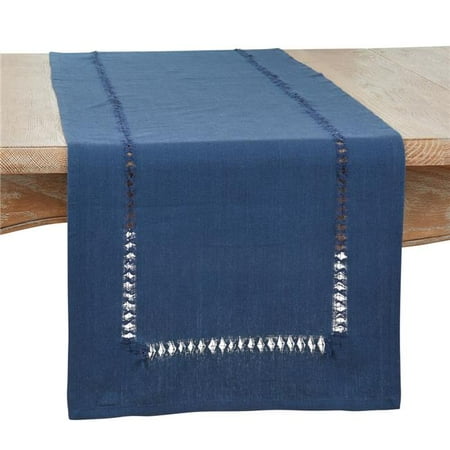 

Saro Lifestyle 1564.NB1672B 16 x 72 in. Hemstitched Border Table Runner Navy Blue