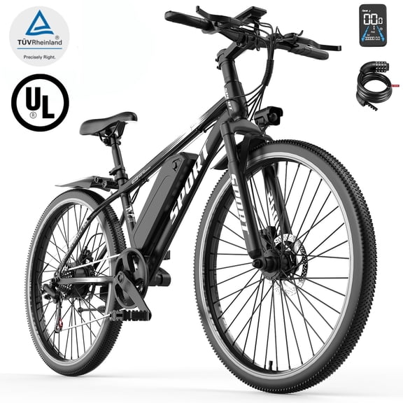 Electric Bike for Adults with Peak 1500W Brushless Motor, 60Miles 25MPH UL2849 Electric Mountain Bike with 480Wh Removable Battery, 7-Speed, 26" Tires and Front Fork Suspension
