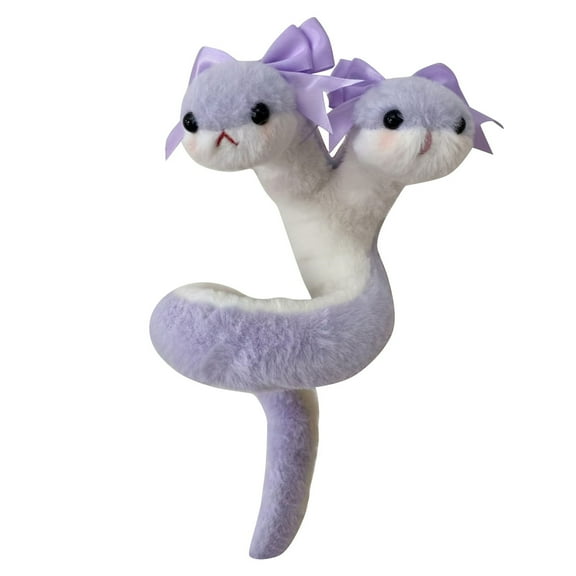 Adorable Two-Headed Cat Plush Toy, Soft Stuffed Animal with Bows, Unique Gift for Kids, Girls, and Collectors, 15 Inch Kawaii Cuddle Pillow for Bedroom Decor and Playtime Fun