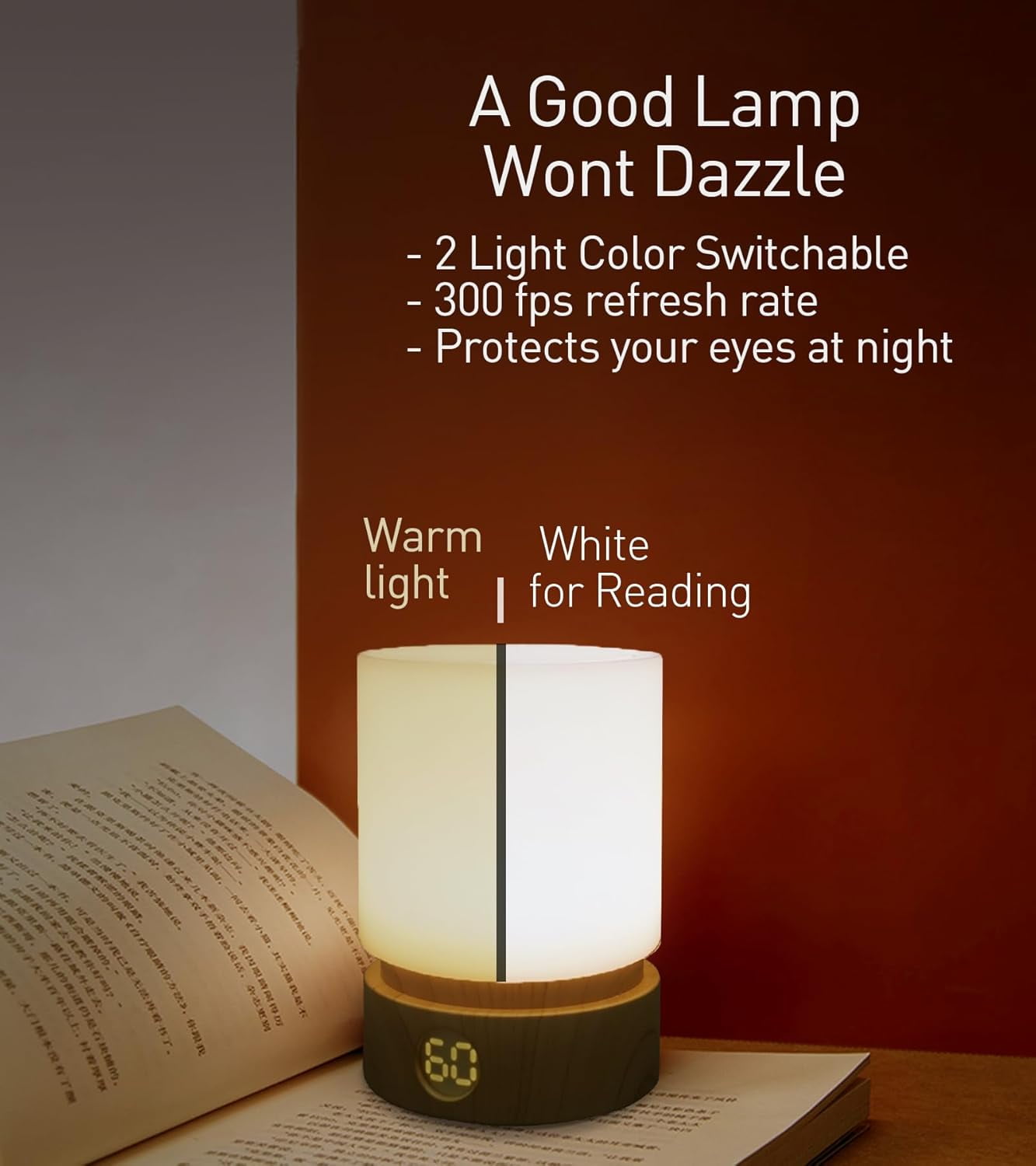 Smilodon Night Light with Timer,  White, Small Bedside Light, for Kids, Baby Night Light, Dimmable, Battery, Rechargeable