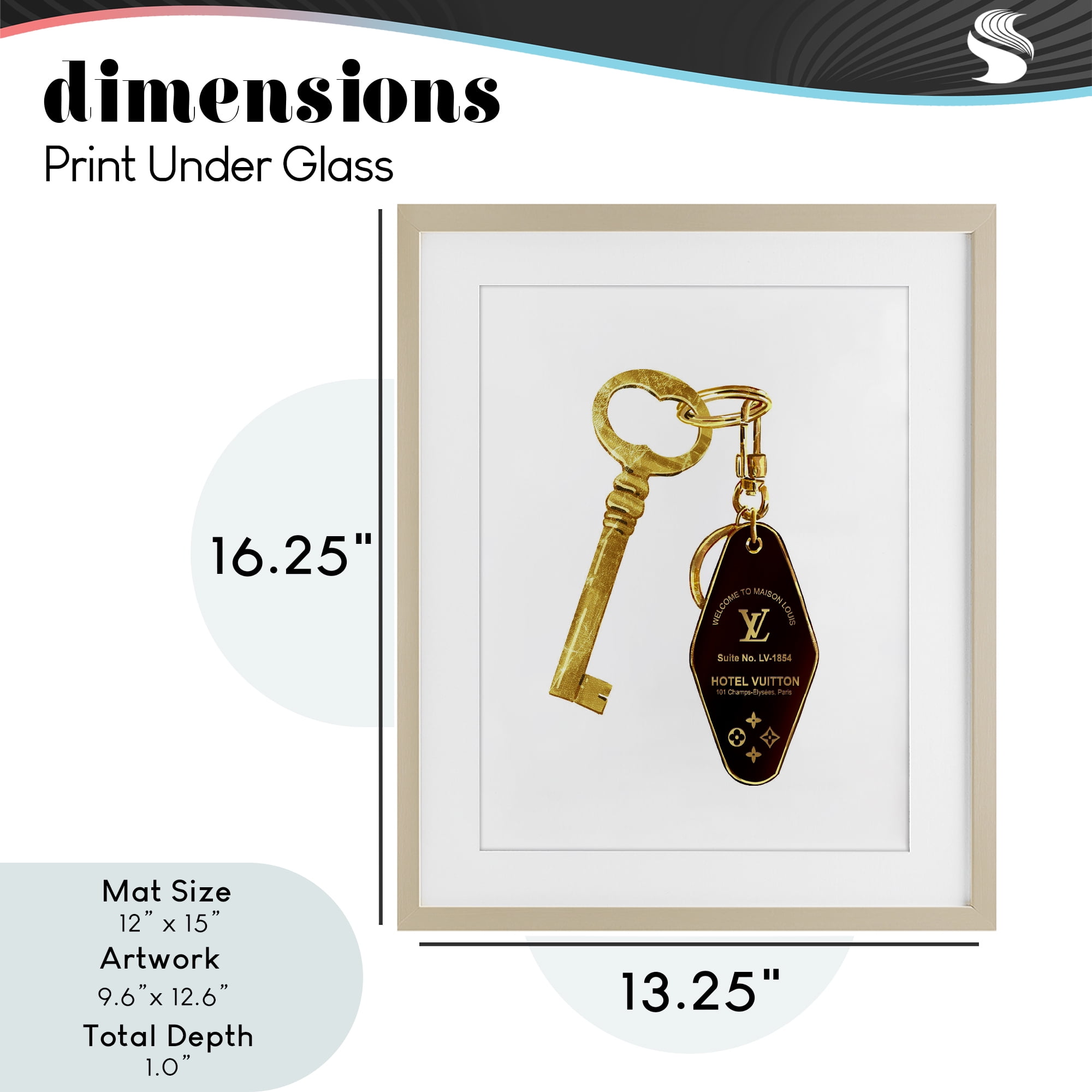 Glam Gold Key Fashion Birch Framed Print Under Glass, design by Ziwei Li