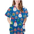 thumbnail image 1 of Puntoco Blusa de manga corta con cuello en V para mujer Uniforme de trabajo Navidad con bolsillos Blusa Puntoco Puntoco-225, 1 of 7