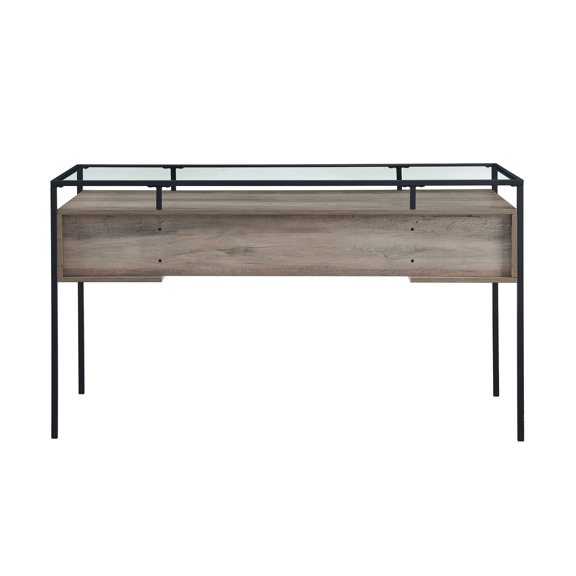 Walker Edison Carlisle Grey Wash 2-Drawer Glass Top Writing Desk