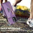 thumbnail image 6 of Dteck Card Holder Wallet Back Case for Apple iPhone 12 Pro 6.1-inch,Shockproof Rubber Silicone Bumper PU Leather Card Pocket Hybrid Protective Kickstand Cover with Cross Body Shoulder Strap,Purple, 6 of 9