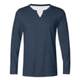 thumbnail image 5 of Hfnxid Big and Tall Long Sleeve Shirts for Men Casual Henley V Neck Basic Tops Solid Color Going Out Tee Shirt Navy L, 5 of 7