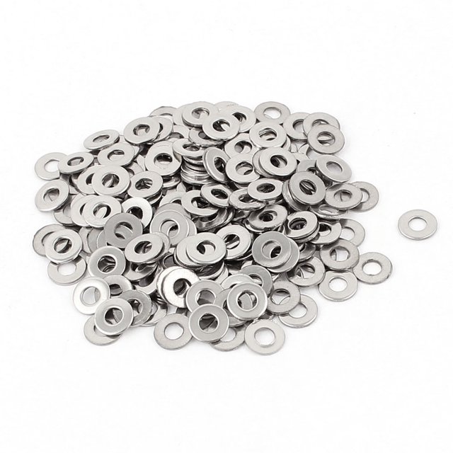 Unique Bargains 200pcs 304 Acier Inoxydable M3 Rondelles Plates Entretoises Joint Ton Argent