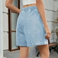 thumbnail image 4 of Taqqpue Bermuda Jean Shorts for Women High Waisted Trendy Stretchy Casual Denim Shorts Elastic Waist Knee Length Loose Fit Denim Jorts On Clearance, 4 of 5