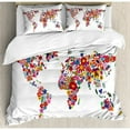 thumbnail image 3 of Floral World Map Duvet Cover Set Twin Size, Bunch of Flower Petals Essence Fragrance Garden Growth Theme Atlas Image, Decorative 2 Piece Bedding Set with 1 Pillow Sham, Multicolor, by Ambesonne, 3 of 3