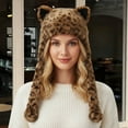 thumbnail image 5 of Tisuna Women Winter Hat With Cute Ear Leopard Print Stretchy Earflap Hats Warm Windproof Ladies Cold Weather Headwear Brown, 5 of 5