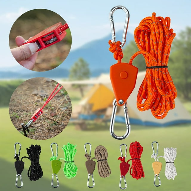 Sales Today Clearance! Outdoor Pulley Adjuster Tent Fixing Device, Metal Lifting Pulley, Reflective Wind Rope, Thickened Umbrella Rope for Camping, Hiking, and Outdoor Adventures