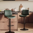 thumbnail image 7 of EOP Modern Upholstered Barstools Set of 2, Adjustable Height Counter Stools with Bentwood, Faux Leather Swivel Bar Stools with Metal Frame, Green, 7 of 7