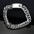 thumbnail image 4 of EOEMY 13/16mm Heavy Gold Black Silver Color Stainless Steel Curb Chain Men Bracelet-Silver-16mm-10.5 Inches Bracelet, 4 of 4