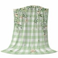 thumbnail image 6 of Watercolor Floral Blanket Soft Cozy Warm Throw Blanket for Couch, Plush Fuzzy Flannel Fleece Blankets for Sofa, Spring Flowers Leaves Botanical Green Plaid Bed Blankets Gifts for Men, 50"x60", 6 of 9