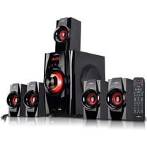 beFree Sound 5.1 Channel Surround Sound Bluetooth Speaker System in Red – Wireless, High-Powered Home Audio for Movies, Music, and Gaming