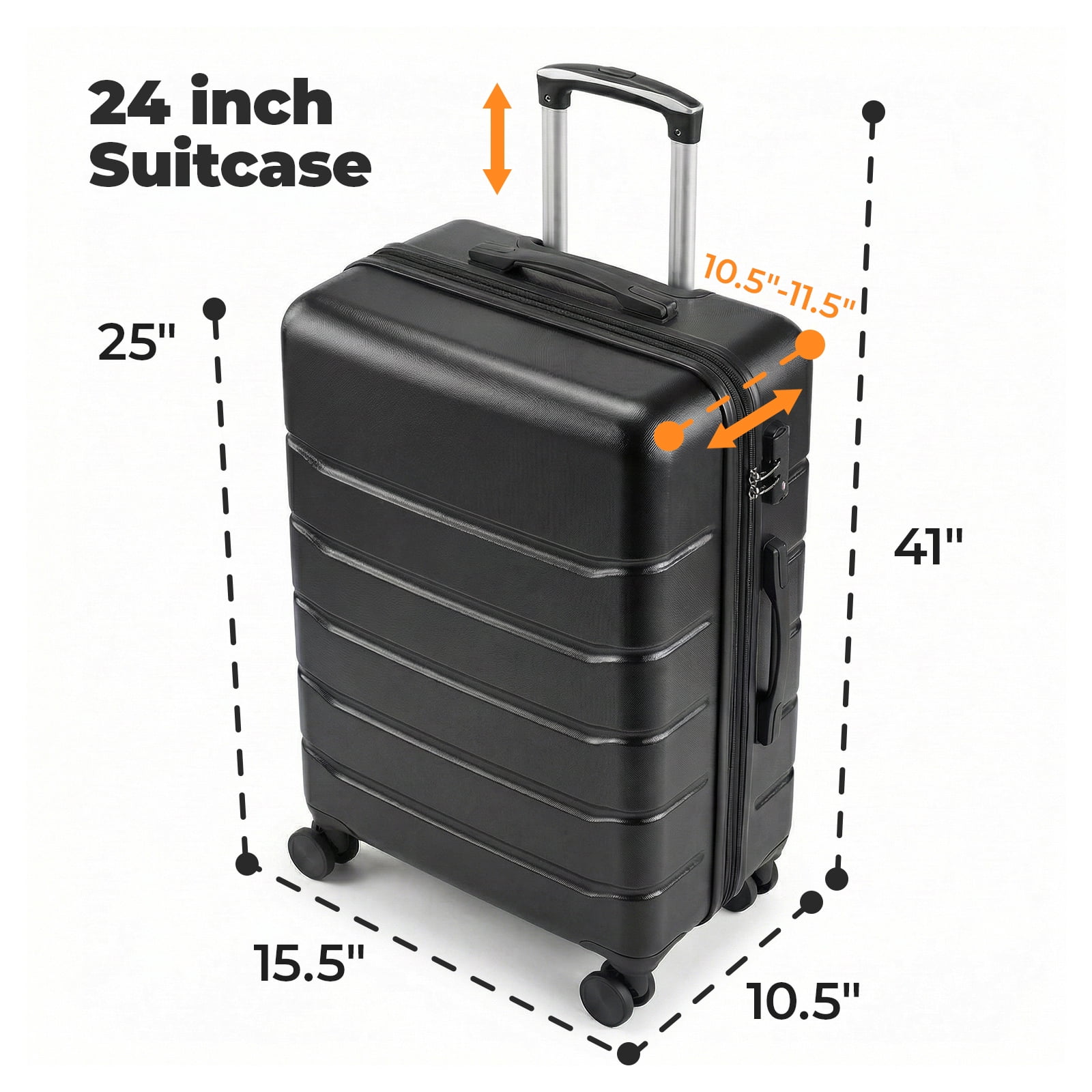 Alvantor 20-28 inch Luggage, Expandable Hardside Suitcase with Spinner Wheels, Blue,Black